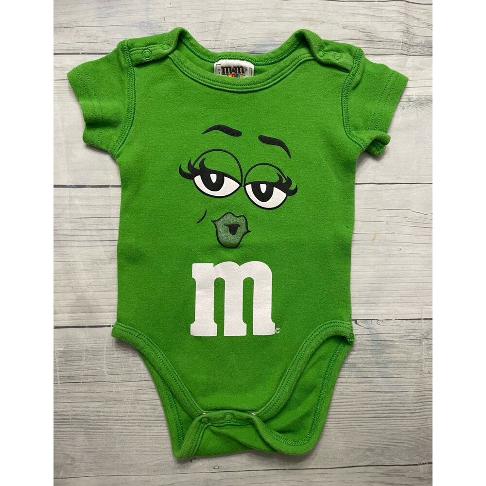 M&M World Green M&M Baby Onesie Bodysuit Clothes Outfit, Size 6 months